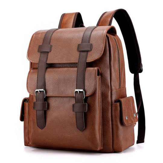 VINTAGE FASHION LEATHER MULTI POCKET BACKPACK 16219572W