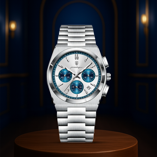 Logan | Sleek Steel Finish Modern Chronograph Build Watch