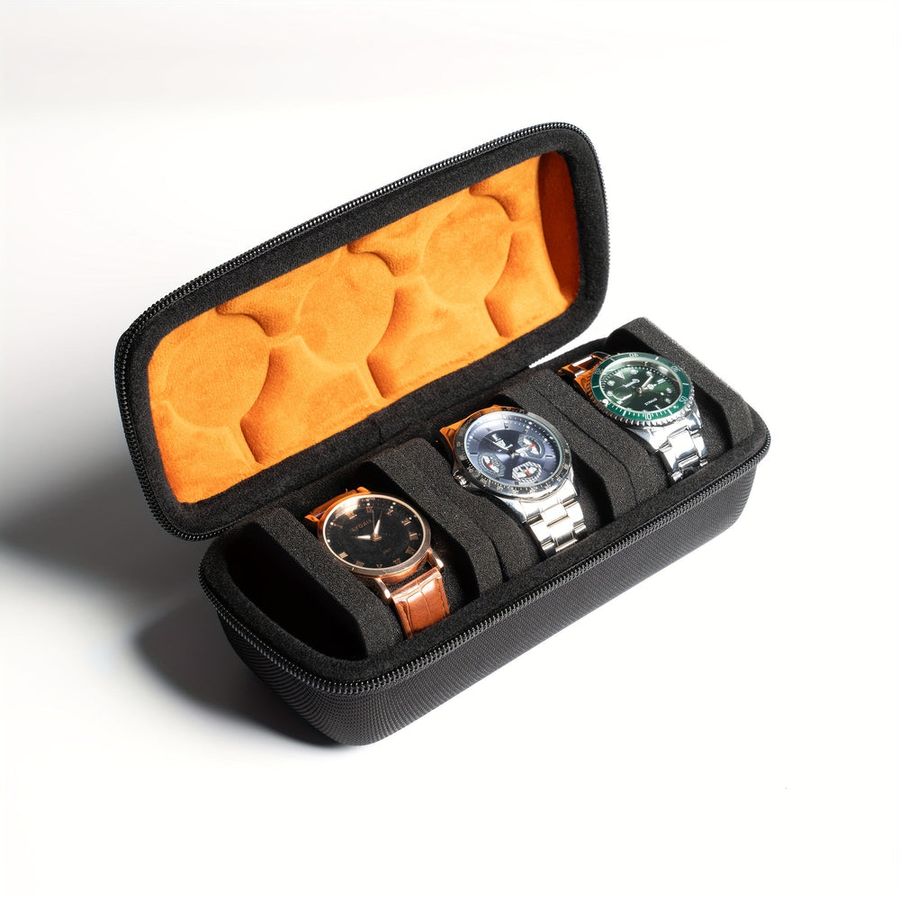 Rovan – 3-Slot Watch Organizer for Travel with Anti-Movement Watch Cushion