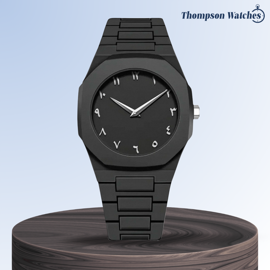 Zain | Distinct Arabic Numerals Bold All-Black Minimalism Watch