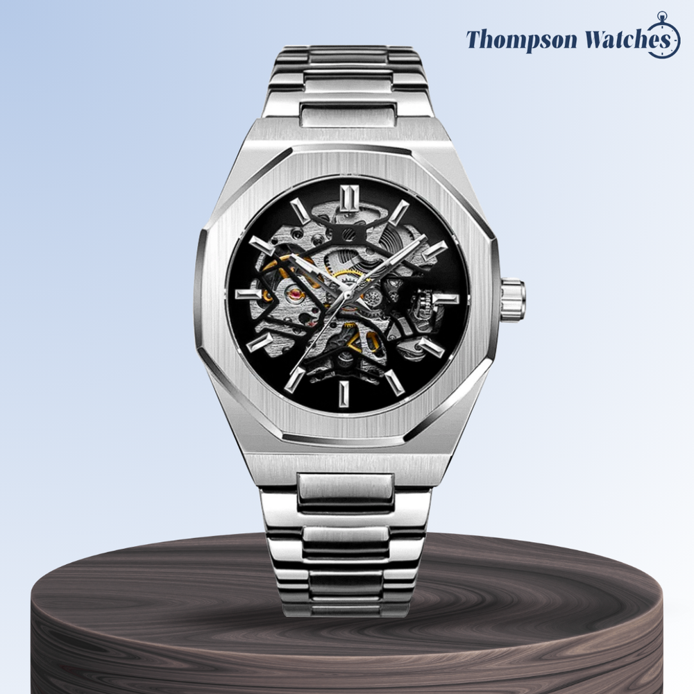 Luca | Intricate Skeleton Movement Bold Brushed Steel Watch