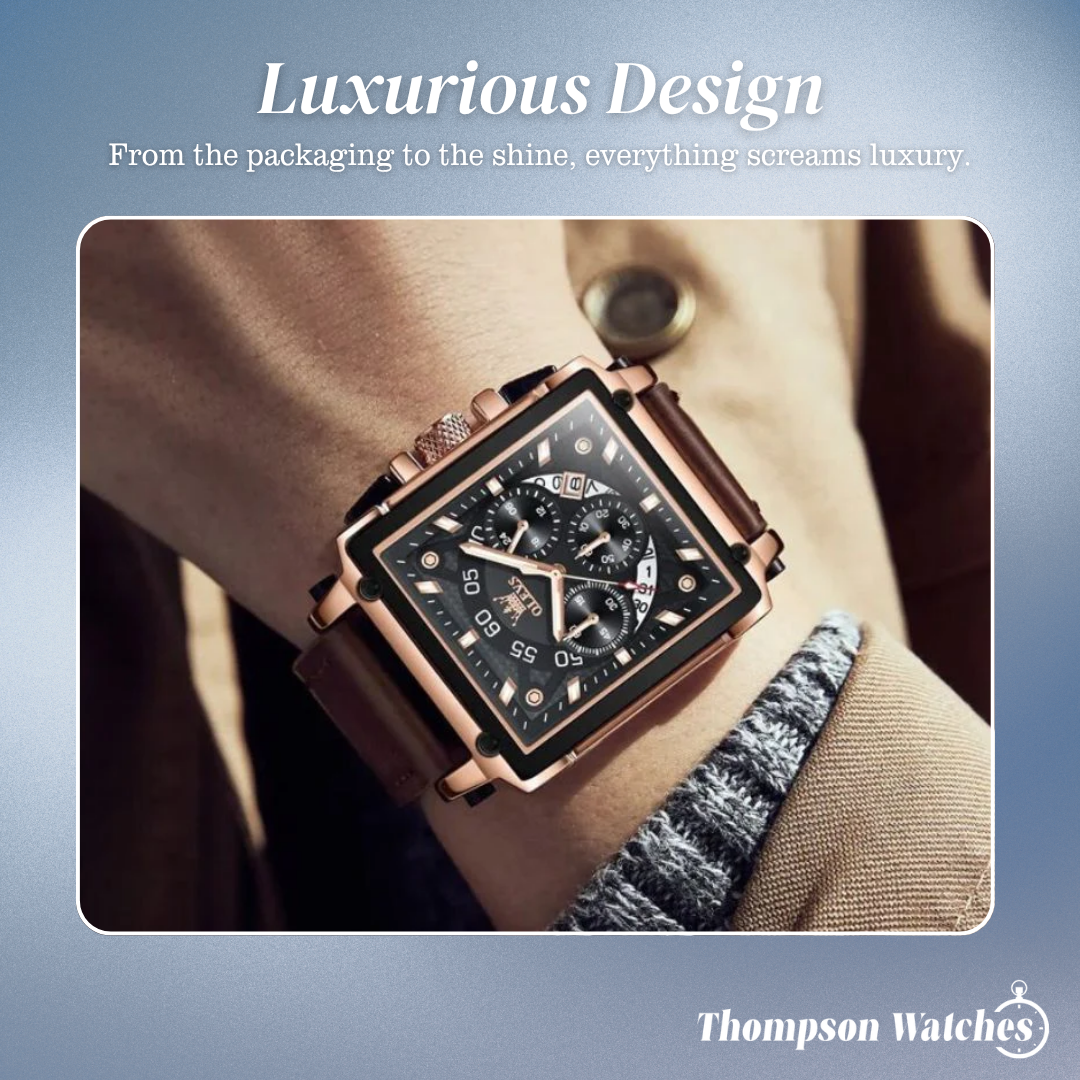Joseph | Stylish Men’s Chronograph Watch with Unique Square Case | 42x45mm