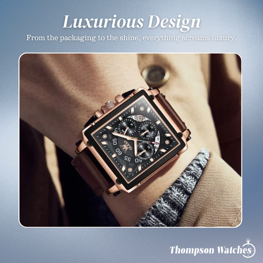 Joseph | Stylish Men’s Chronograph Watch with Unique Square Case | 42x45mm