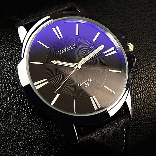 Andrew™ -Luxurious Blue Glass Leather Watch