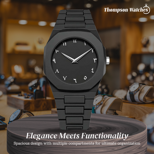 Zain | Distinct Arabic Numerals Bold All-Black Minimalism Watch