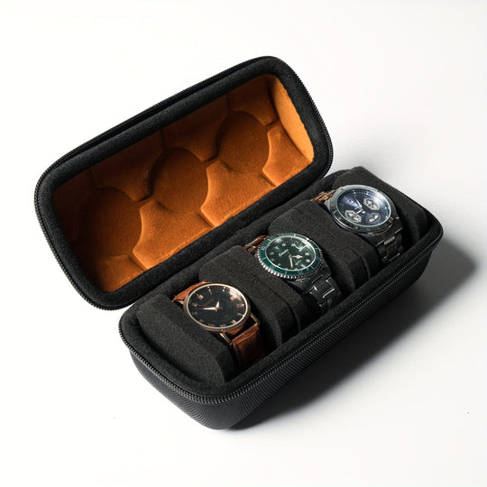 Rovan – 3-Slot Watch Organizer for Travel with Anti-Movement Watch Cushion