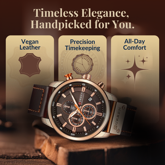 Ron™- Elegant Quartz Watch with Leather Strap