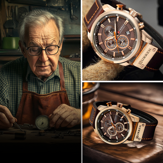 Ron™- Elegant Quartz Watch with Leather Strap