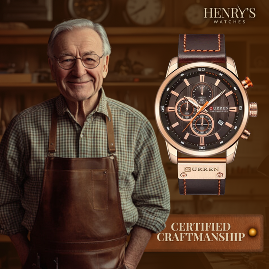 Ron™- Elegant Quartz Watch with Leather Strap