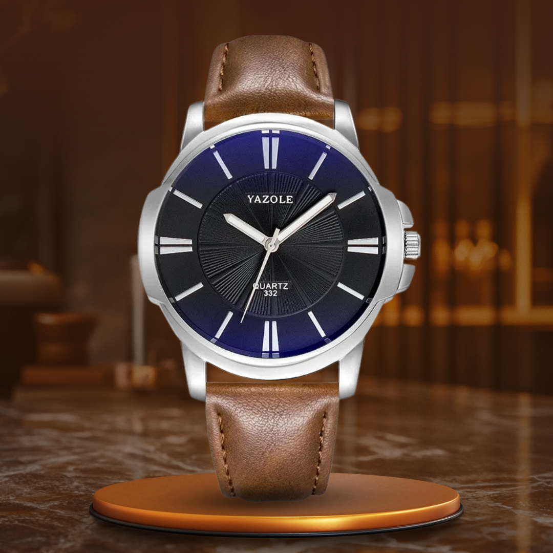 Andrew™ -Luxurious Blue Glass Leather Watch