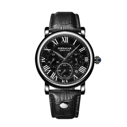 Lucas | Timed Precision Leather Chronograph Watch