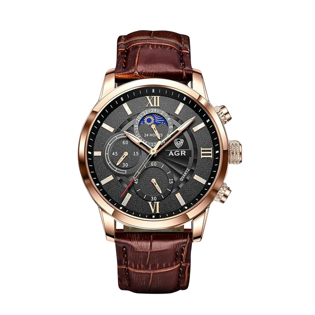 Ruben | Modern Moon Phase Leather Watch